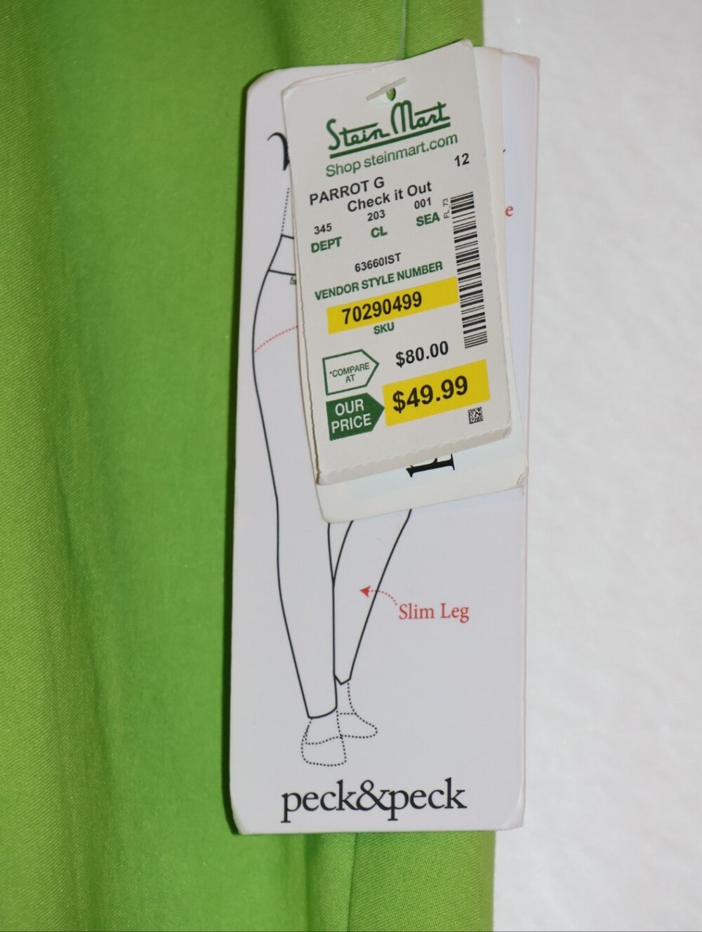 Peck & Peck Lime Green Signature Collection Pull-On Crop Straight Leg Ava Pants. - Picture 5 of 9